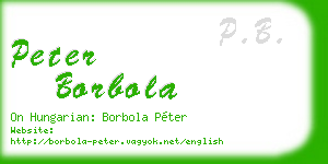 peter borbola business card